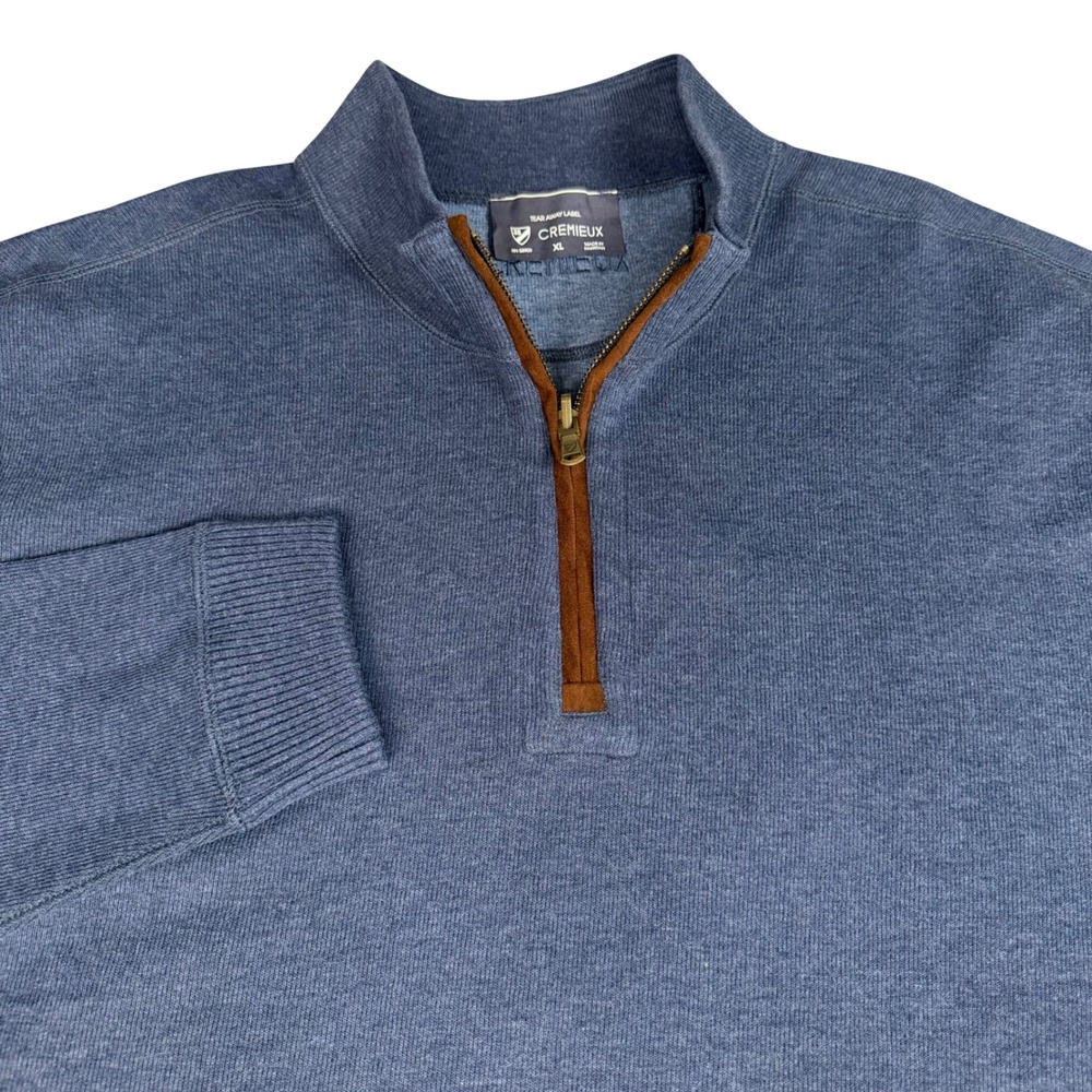 Cremieux Mens XL Blue Reversable Quarter Zip Pullover Cotton Modal Sweater